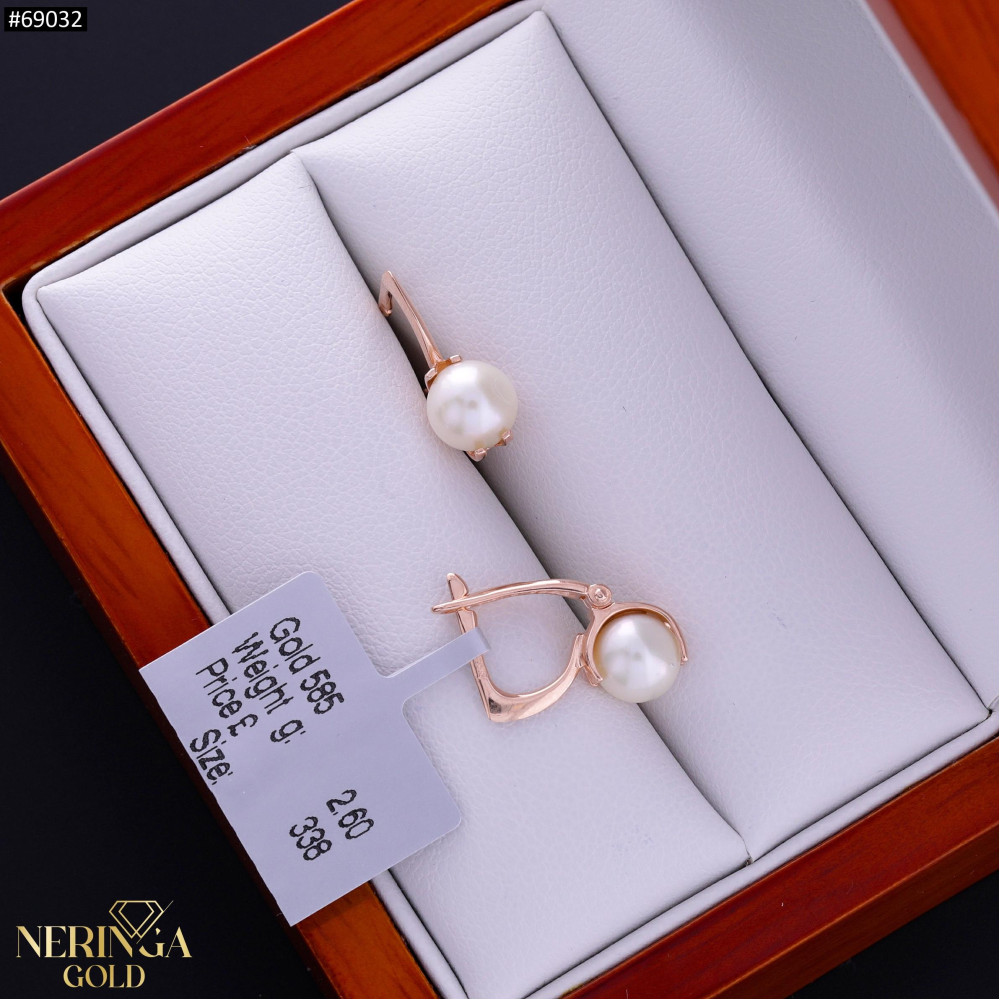 Rose gold english lock earrings #69032