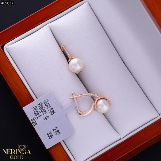 Rose gold english lock earrings #69032