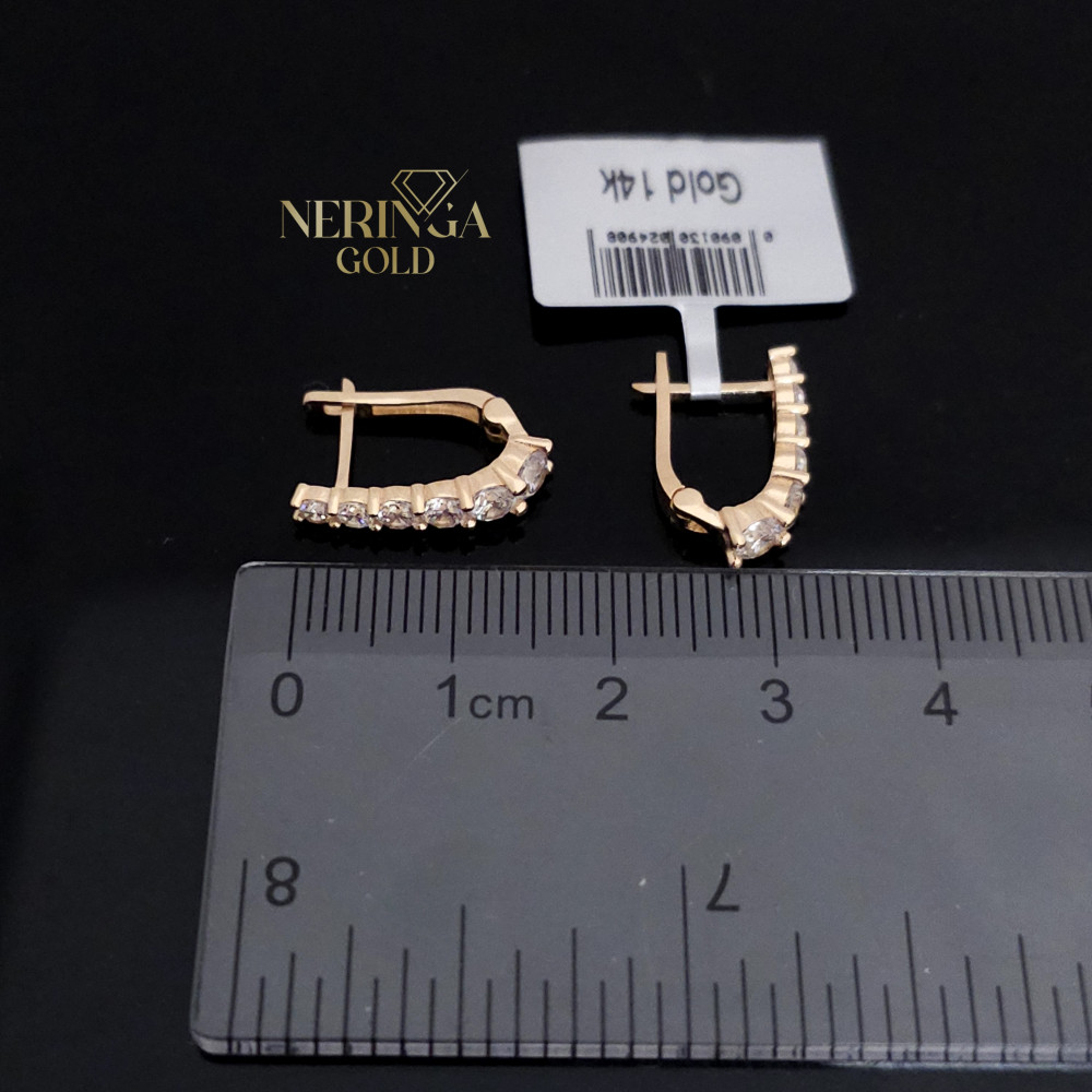 Rose gold english lock earrings #69308
