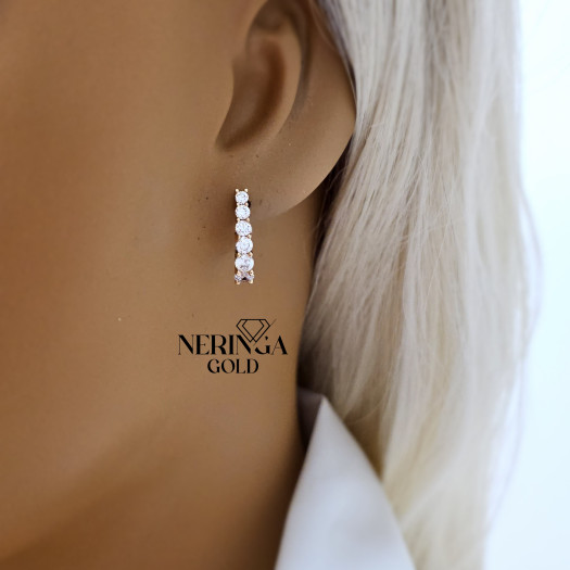 Rose gold english lock earrings #69308
