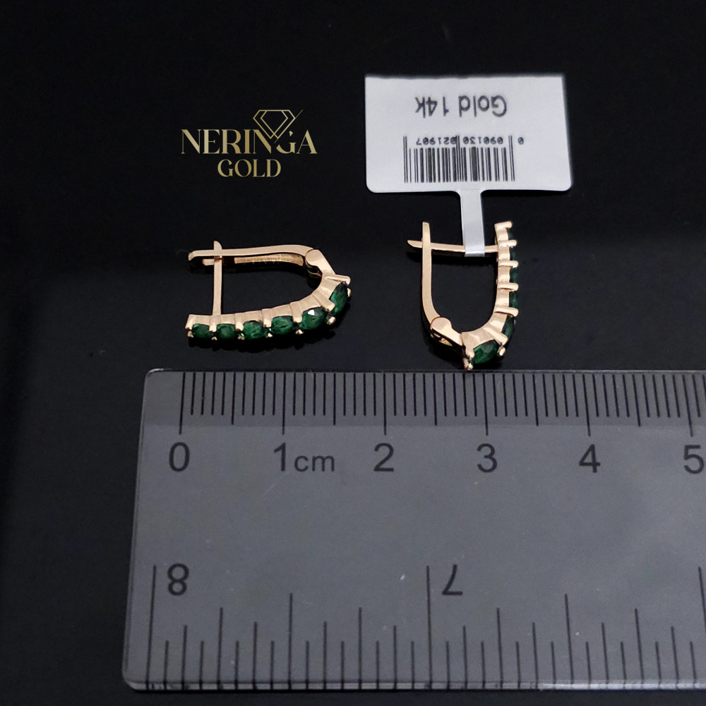 Rose gold english lock earrings #69309