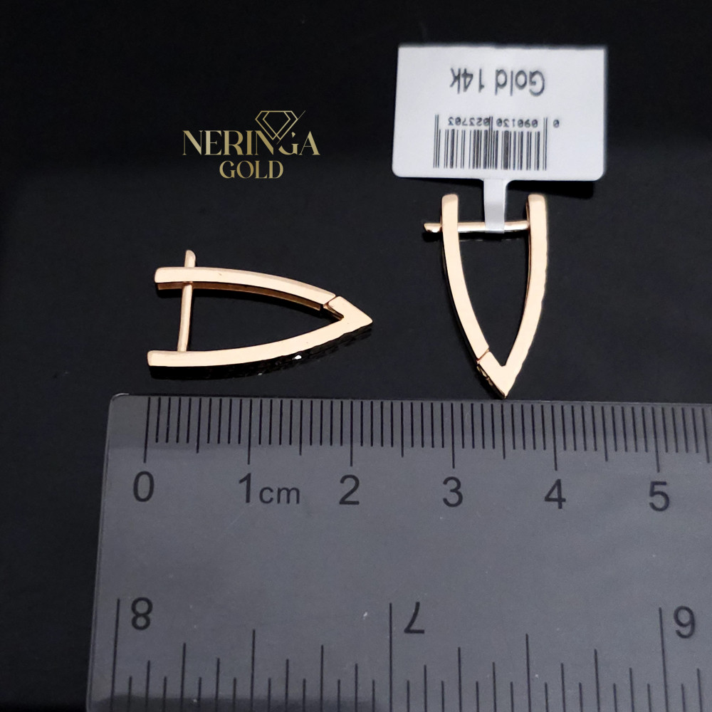 Rose gold english lock earrings #69307