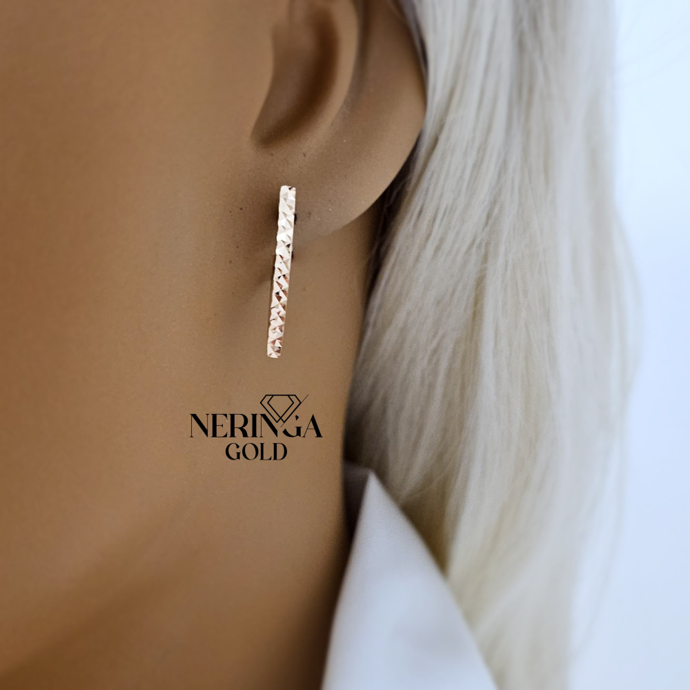 Rose gold english lock earrings #69307