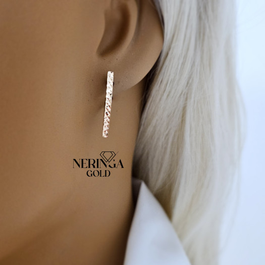 Rose gold english lock earrings #69307