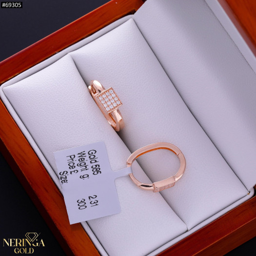 Rose gold earring #69305