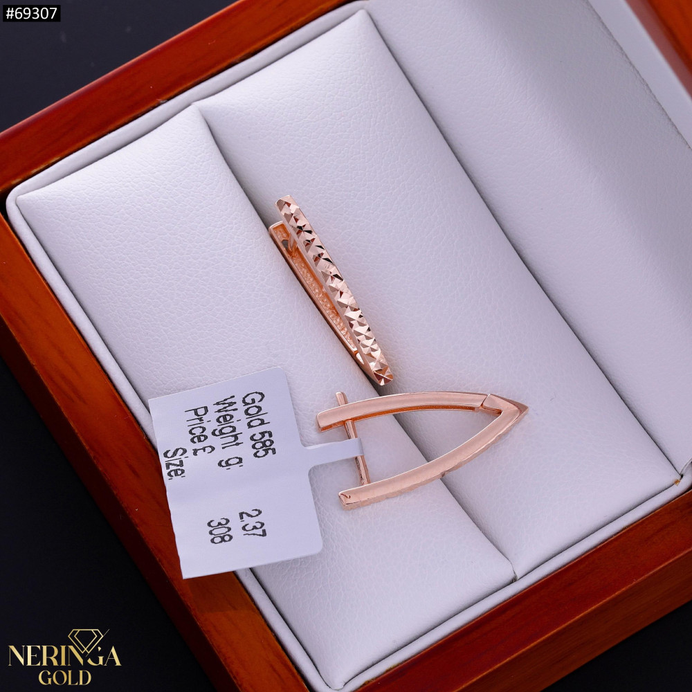 Rose gold english lock earrings #69307