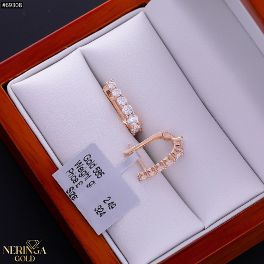 Rose gold english lock earrings #69308