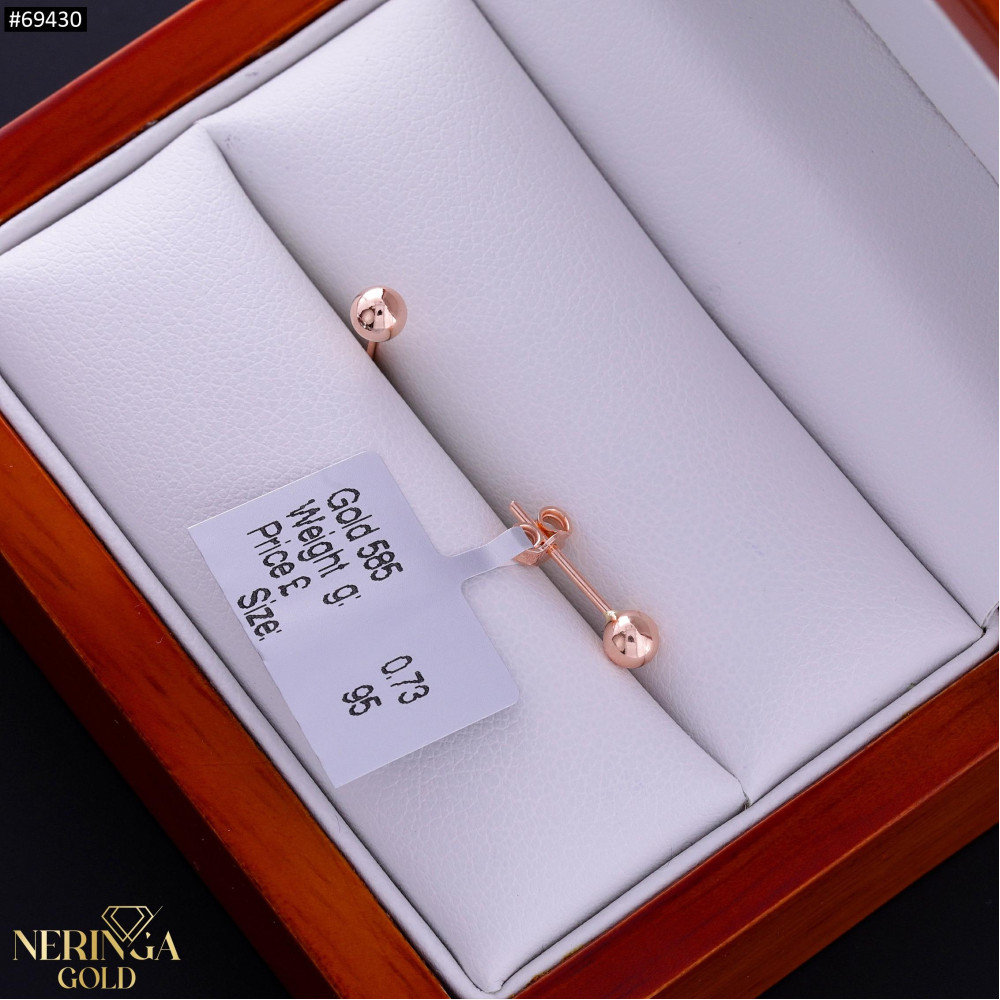 Rose gold stud earrings #69430