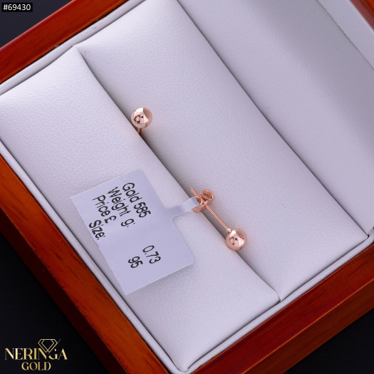 Rose gold stud earrings #69430