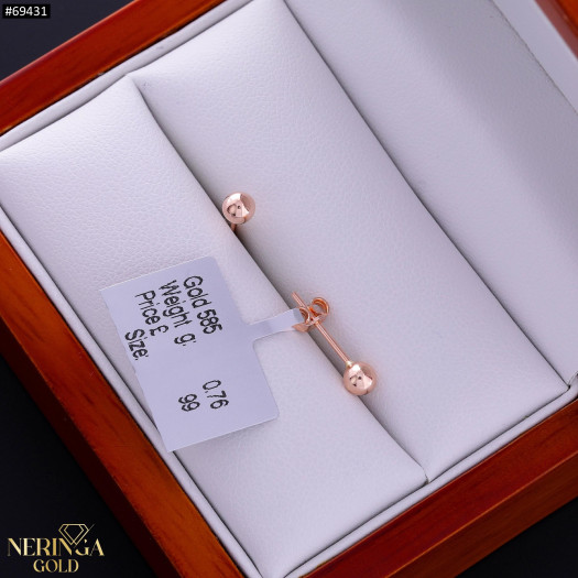 Rose gold stud earrings #69431