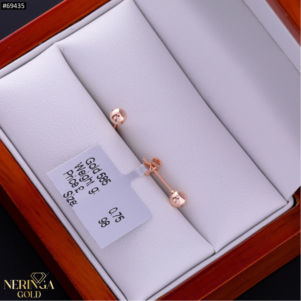 Rose gold stud earrings #69435