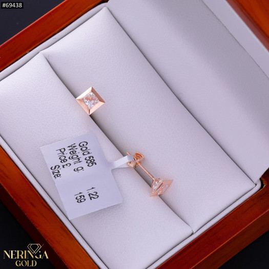 Rose gold stud earrings #69438
