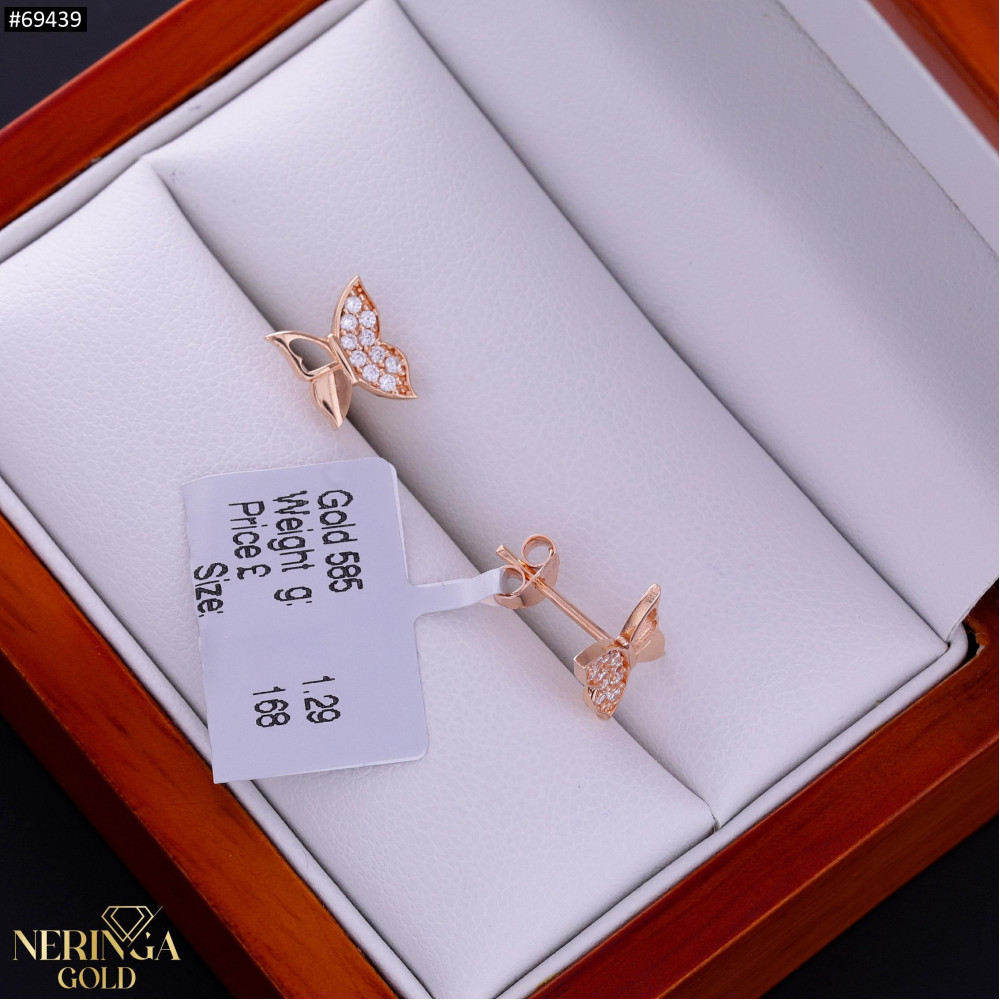 Rose gold stud earrings #69439