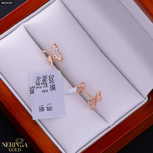 Rose gold stud earrings #69439