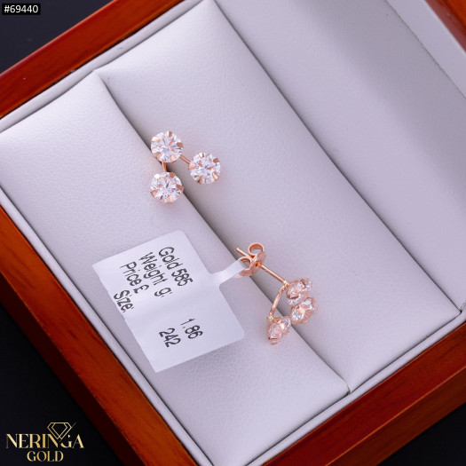 Rose gold stud earrings #69440