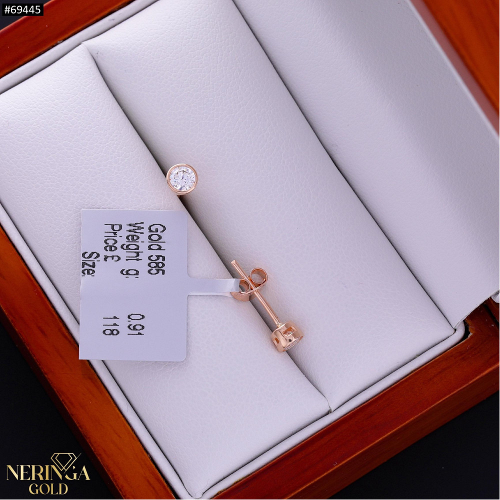 Rose gold stud earrings #69445