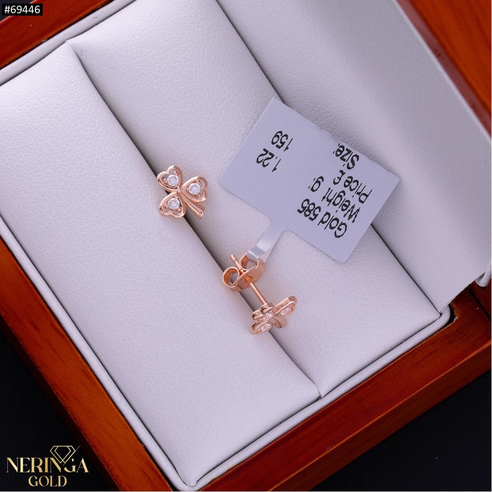 Rose gold stud earrings #69446