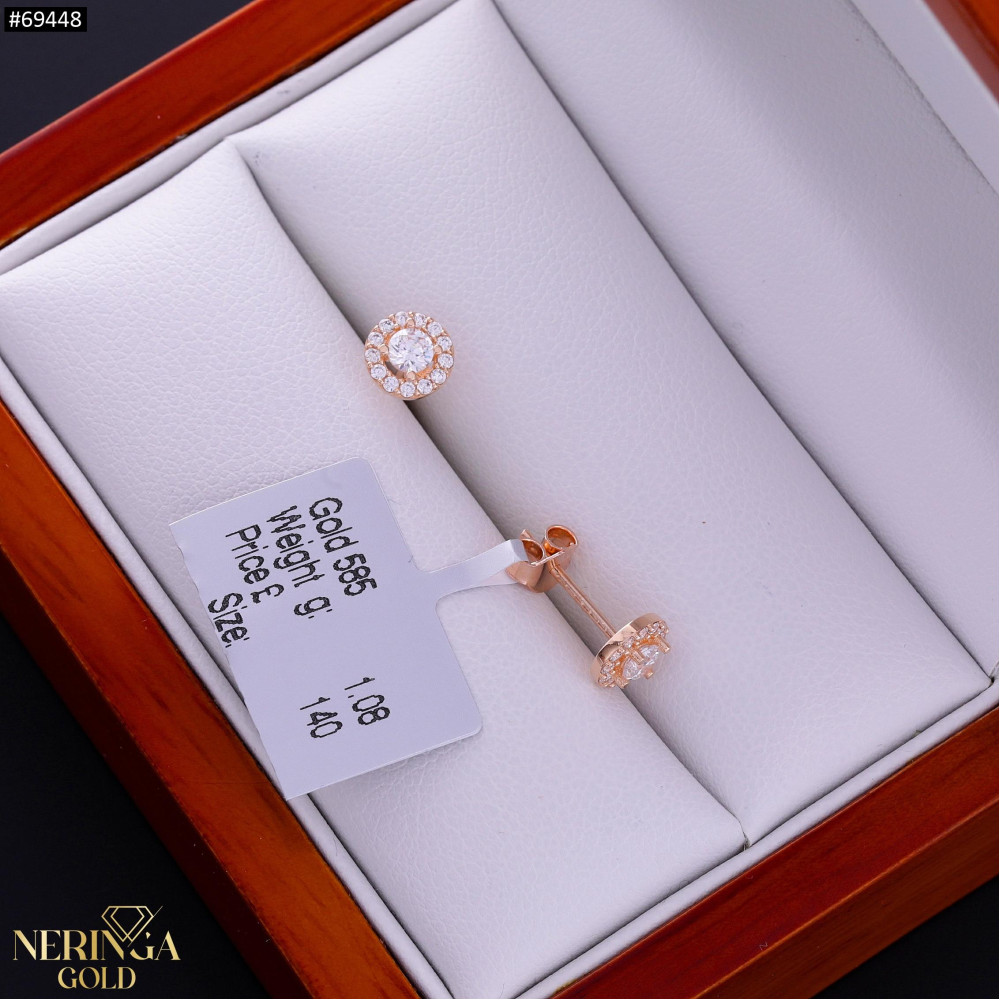 Rose gold stud earrings #69448