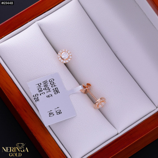Rose gold stud earrings #69448