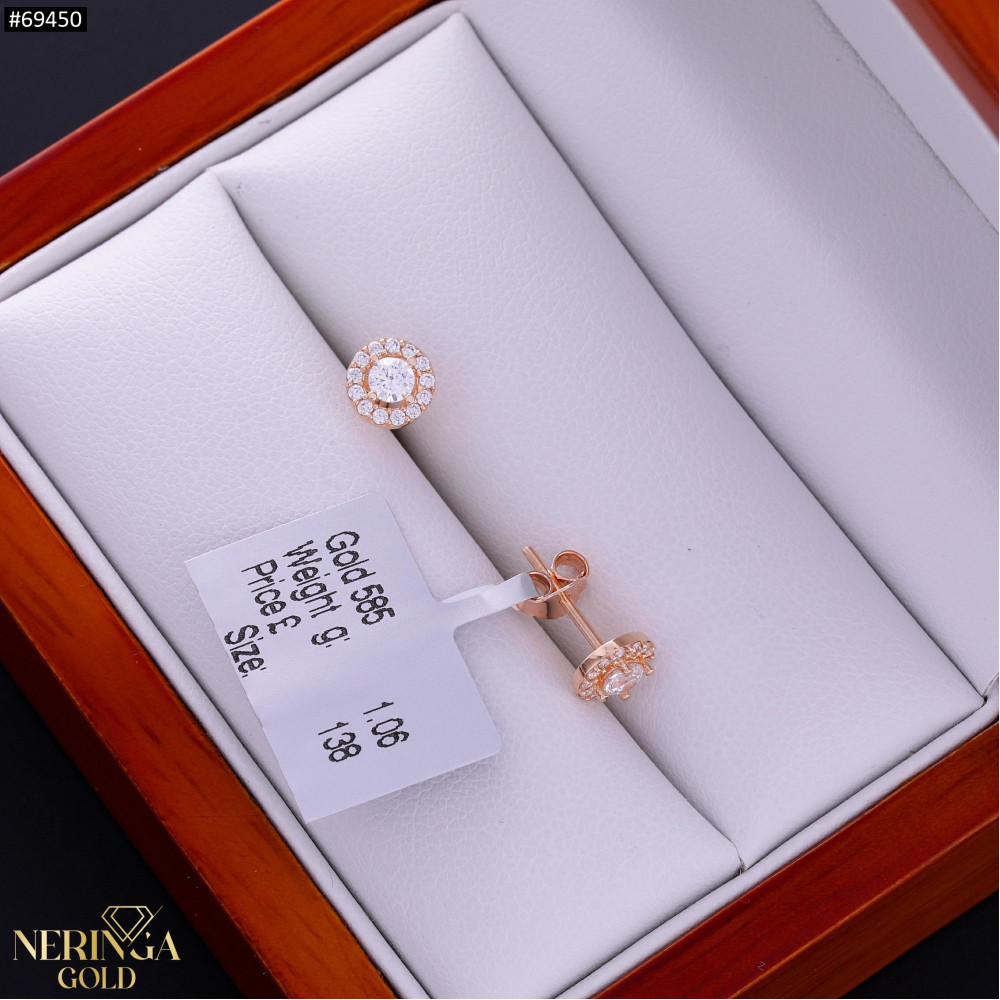 Rose gold stud earrings #69450