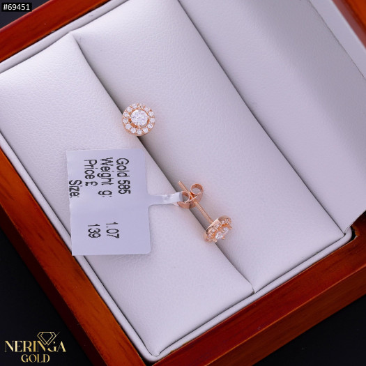 Rose gold stud earrings #69451