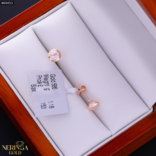 Rose gold stud earrings #69453
