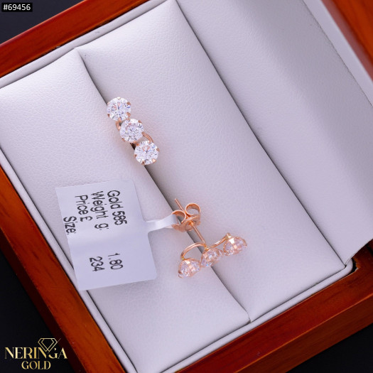 Rose gold stud earrings #69456