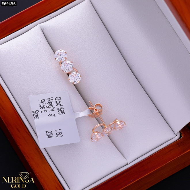 Rose gold stud earrings #69456