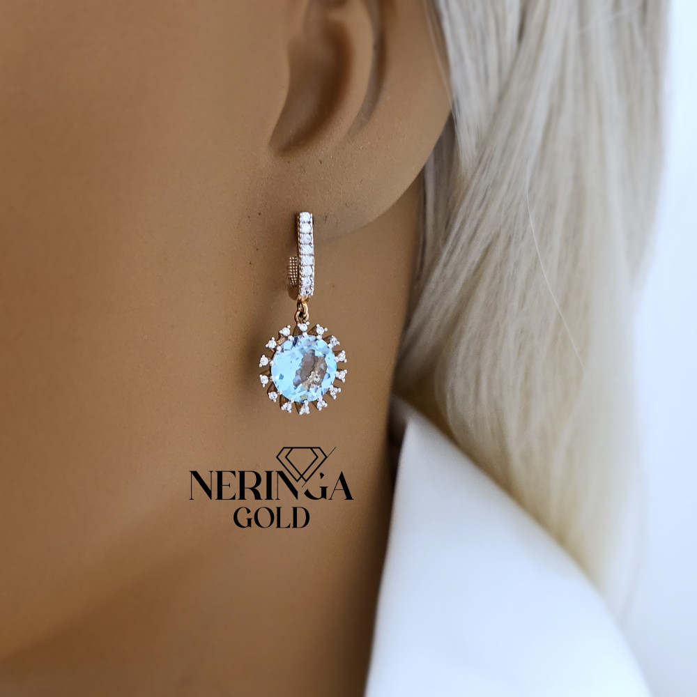 Rose gold english lock earrings #69491
