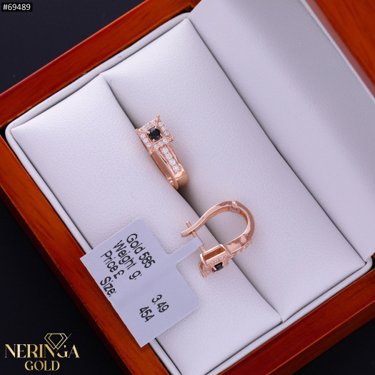Rose gold english lock earrings #69489