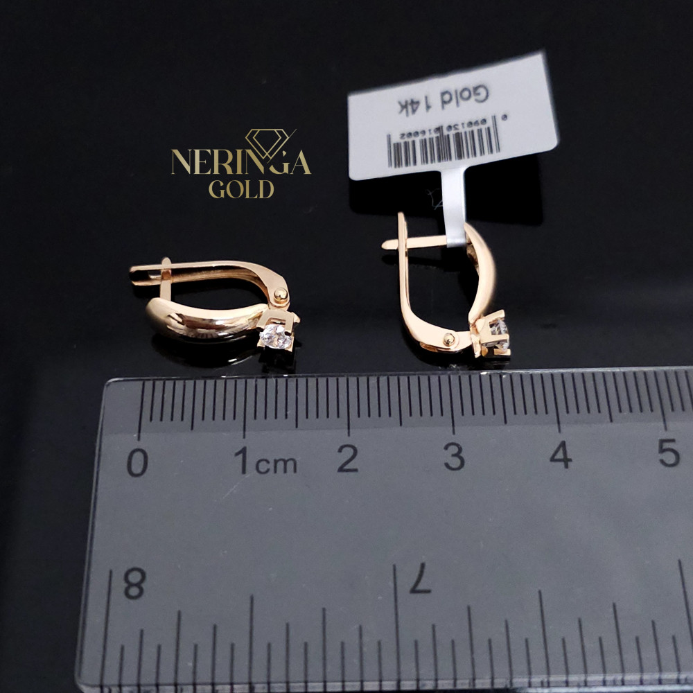 Rose gold english lock earrings #69523