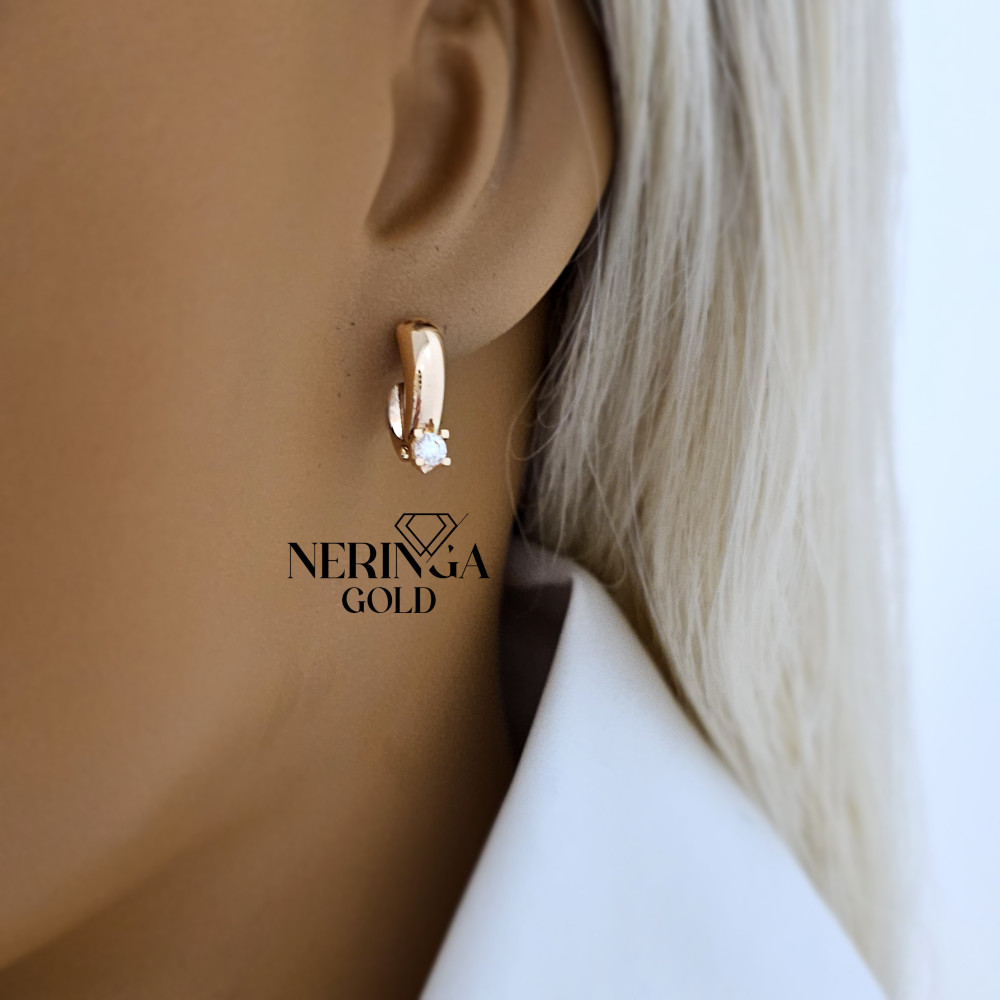 Rose gold english lock earrings #69523