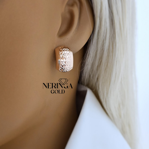 Rose gold english lock earrings #69528