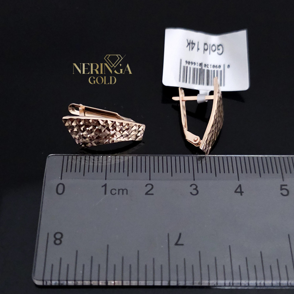 Rose gold english lock earrings #69530