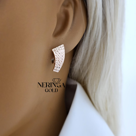 Rose gold english lock earrings #69530