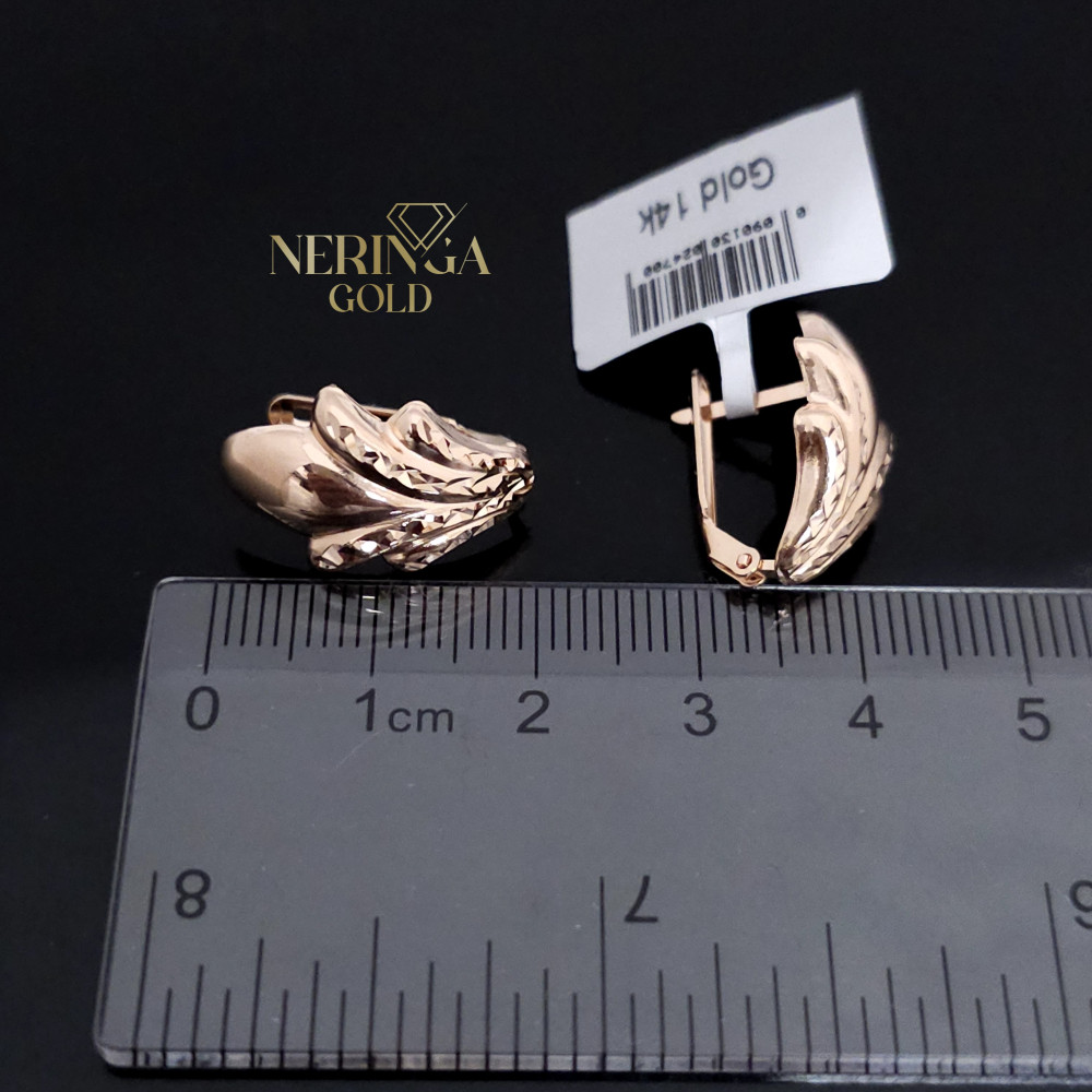 Rose gold english lock earrings #69529