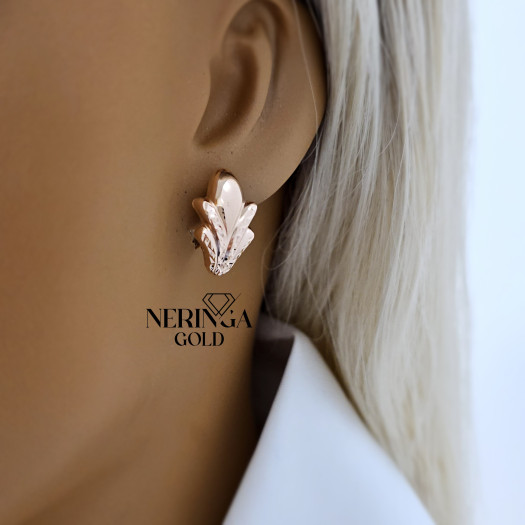 Rose gold english lock earrings #69529