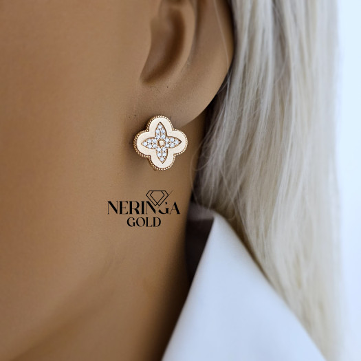 Rose gold english lock earrings #69519