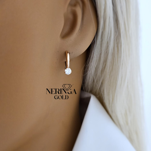 Rose gold english lock earrings #69525