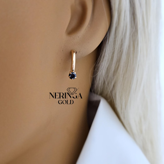 Rose gold english lock earrings #69527
