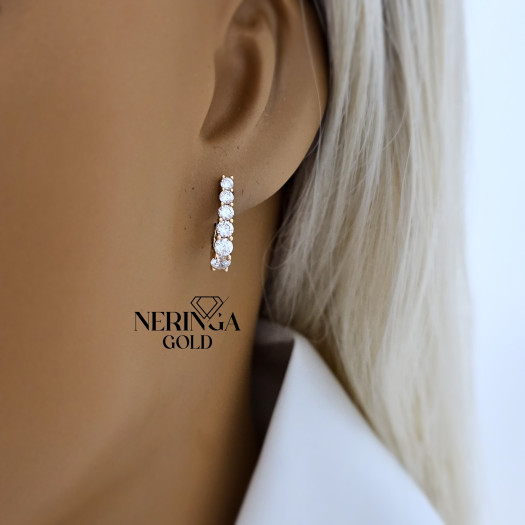 Rose gold english lock earrings #69520