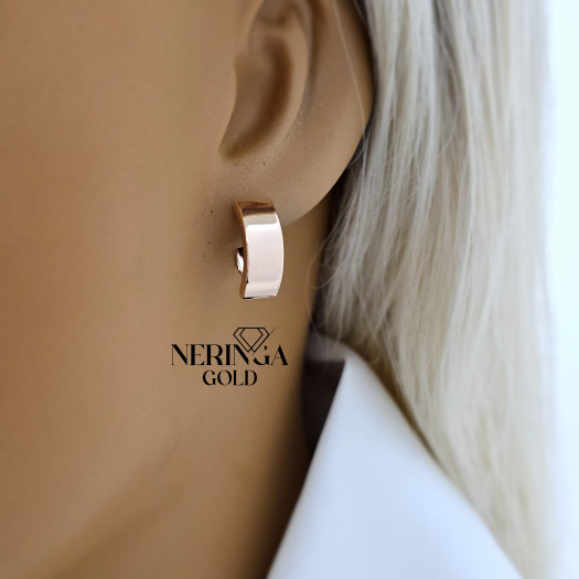 Rose gold english lock earrings #69533