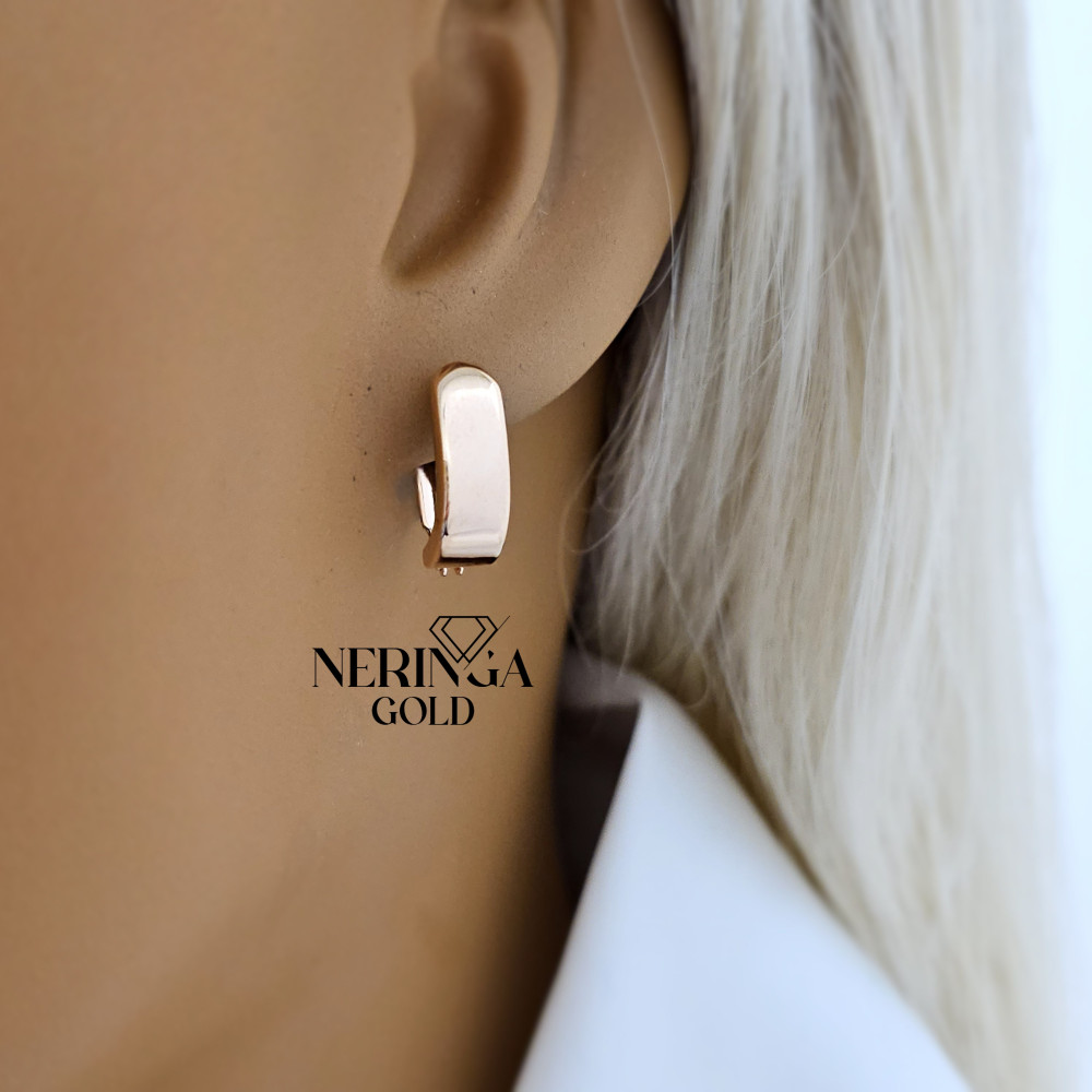 Rose gold english lock earrings #69531