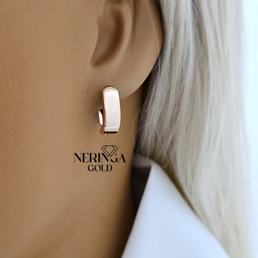 Rose gold english lock earrings #69531