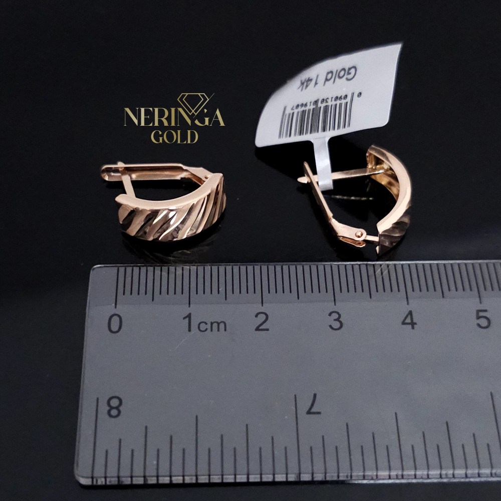 Rose gold english lock earrings #69532
