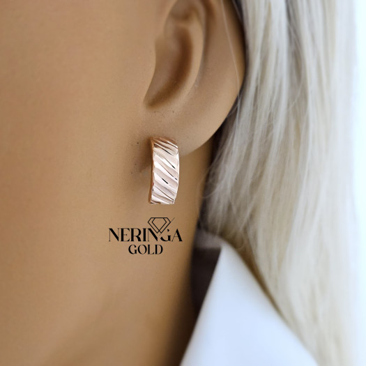 Rose gold english lock earrings #69532
