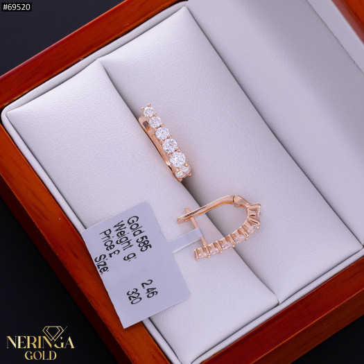 Rose gold english lock earrings #69520