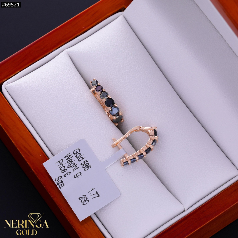 Rose gold english lock earrings #69521