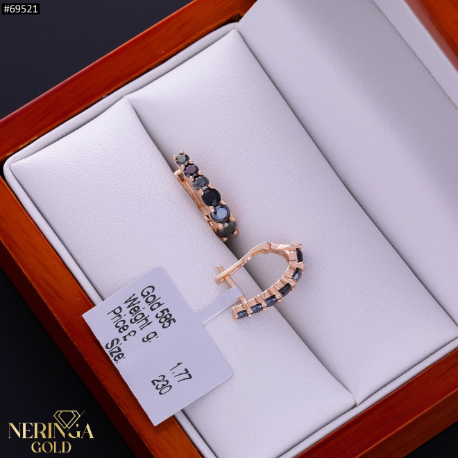 Rose gold english lock earrings #69521