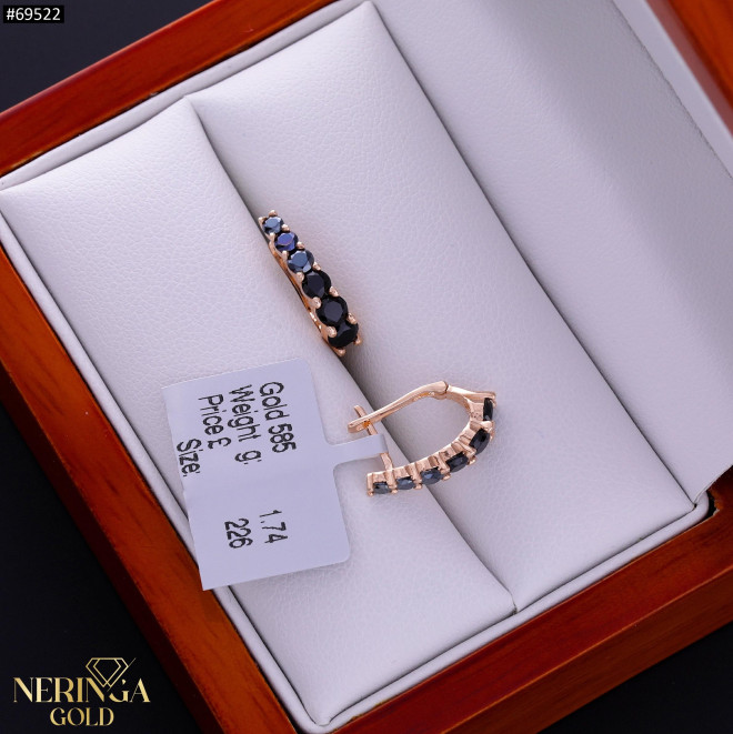 Rose gold english lock earrings #69522
